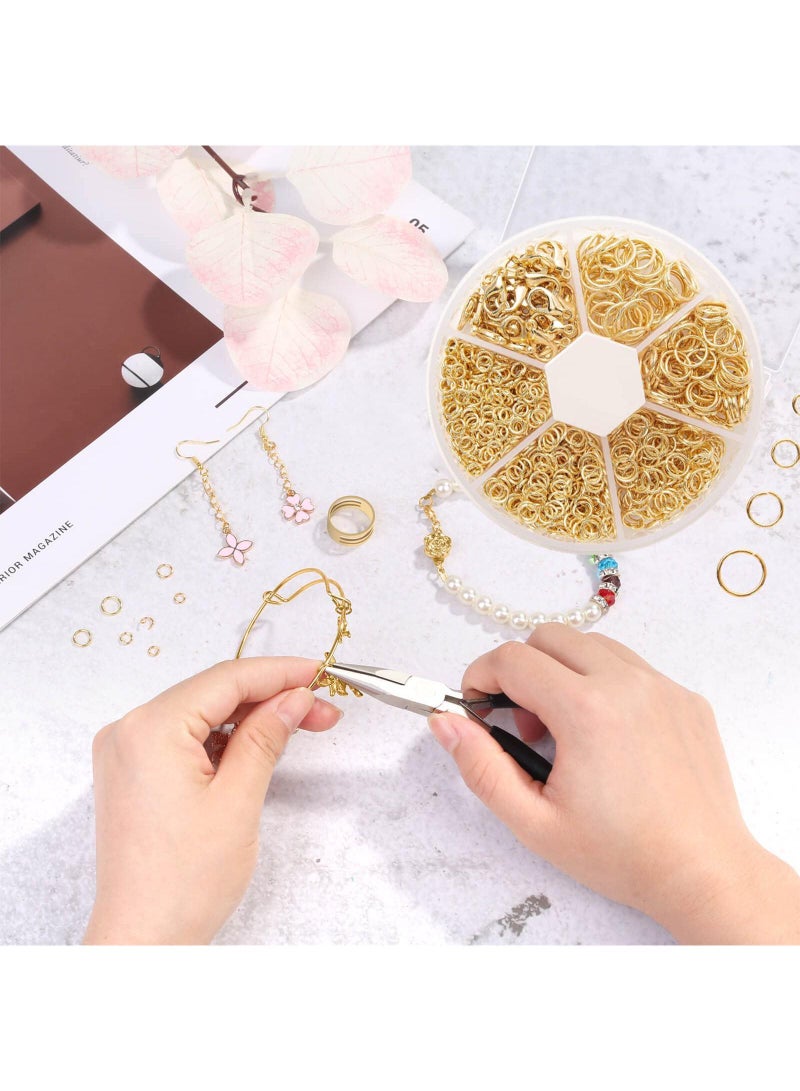Sweet seven 500 Pcs Mixed 5 Sizes/Box Jewelry Making Jump Rings 20 Pcs 12mm Lobster Clasps and Jump Rings Opener 5mm 6mm 7mm 8mm 10mm Jump Rings for Keychains Necklace Repair and DIY Crafts Gifts (Gold) - Image 2