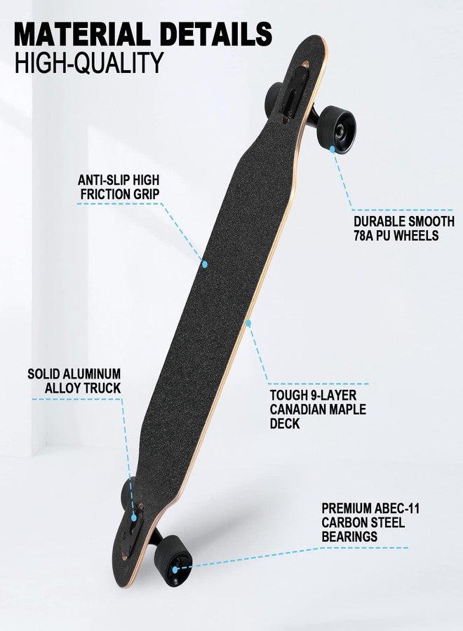 TLHB Longboard Skateboard, 41 Inch Drop Through Longboard Complete 9-Ply Nature Maple Premium Cruiser Long Board for Adults, Teens and Kids - High-Speed Bearings & T-Tool-Shark - Image 2