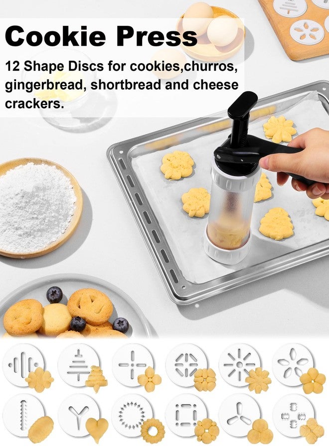GDL Cookie Press Set, Churro Maker with 12 Discs and 10 Cake Decorating Tips, Cookie Press for Biscuit and Churro, White - Image 2