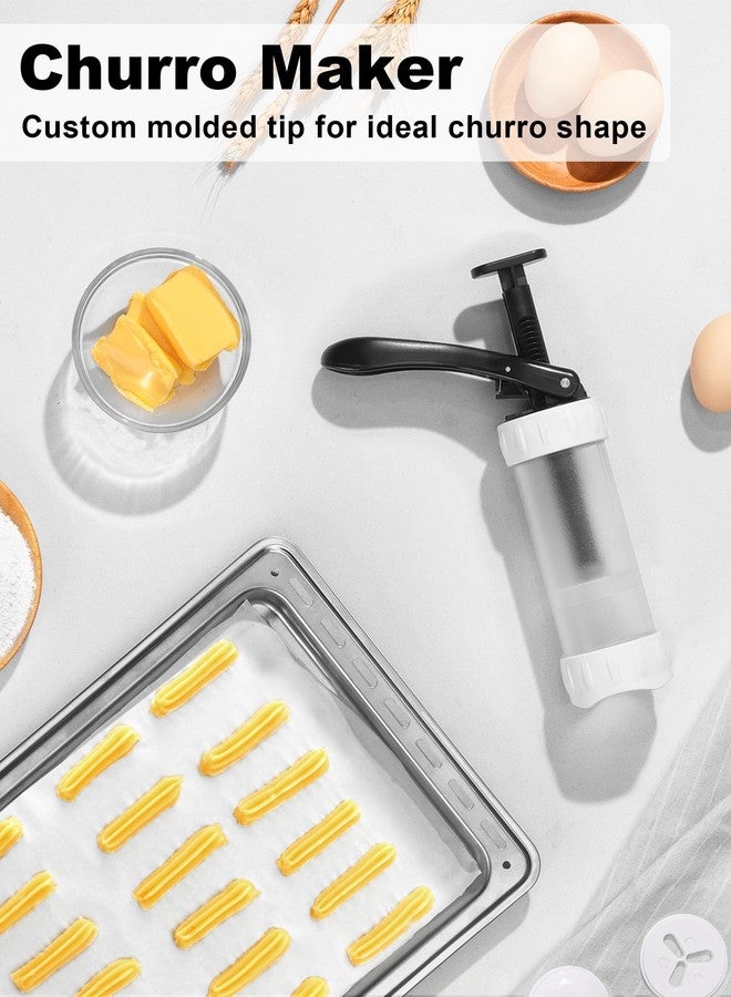 GDL Cookie Press Set, Churro Maker with 12 Discs and 10 Cake Decorating Tips, Cookie Press for Biscuit and Churro, White - Image 3