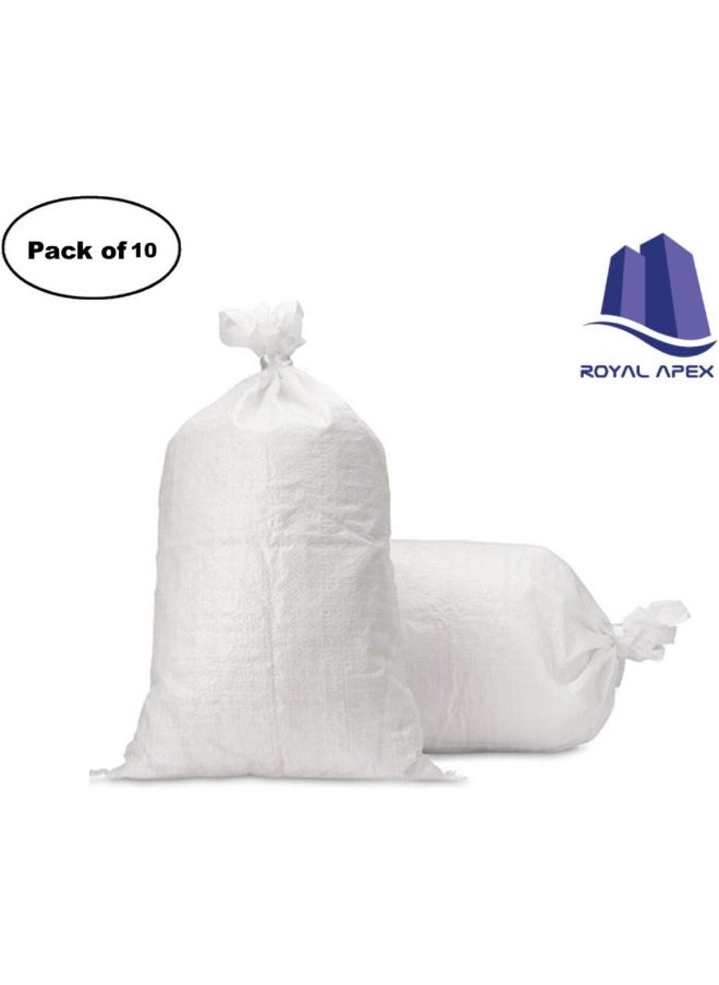 Royal Apex White Polypropylene Woven Pp Bag Pack Of 10 Large  - Image 2