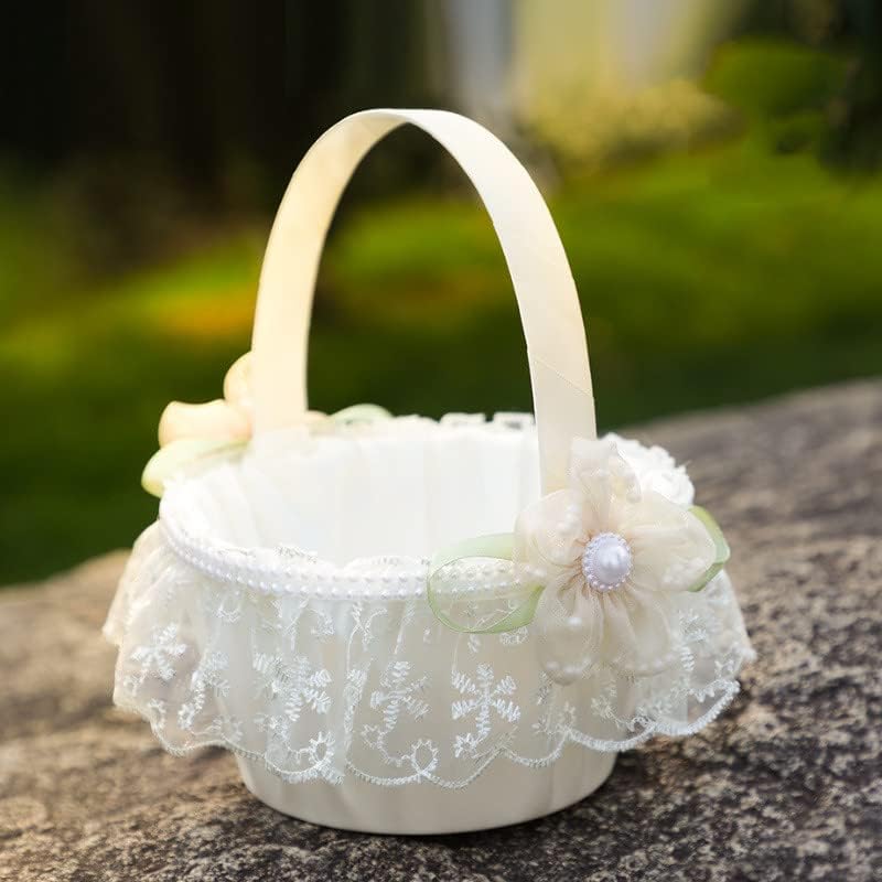 Yuudar 2 PCS Wedding Flower Girl Baskets,Creative Hand-held Lace Rhinestone Flower Baskets for Flower Bride/Kids Wedding Ceremony Party Accessories (C) - Image 5