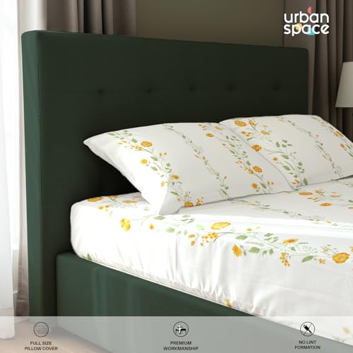 Urban Space Serene 100% Cotton 200 TC Bedsheet for King Bed, King Bedsheet Cotton with 2 Pillow Covers (Size 108 x 108 inches, Veil Bloom - Yellow) - Image 4