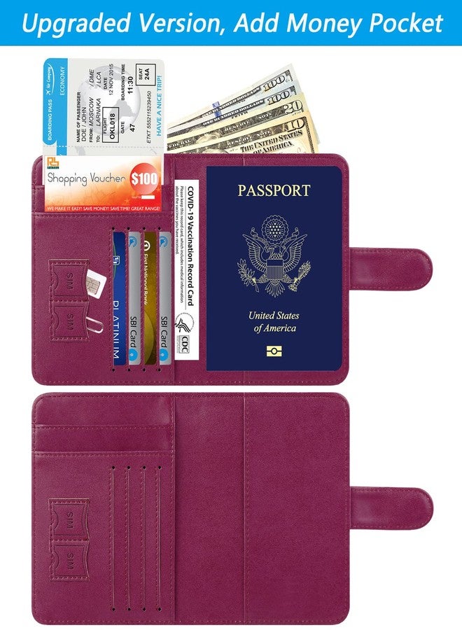 PASCACOO Passport Holder Cover Wallet RFID Blocking Leather Card Case Travel Accessories for Women Men, Z #Purple - Image 2