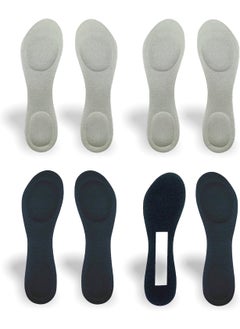 CaserBay CB 4-Pairs of Cloth Surface Sponge Inserts Invisible Slim Lightweight Insoles Liners, Ball of Foot Pain Relief Cushion, Barefoot Support, 3/4 Length for Women's Shoes 5-8, Style B, Black & Light-Gray 
