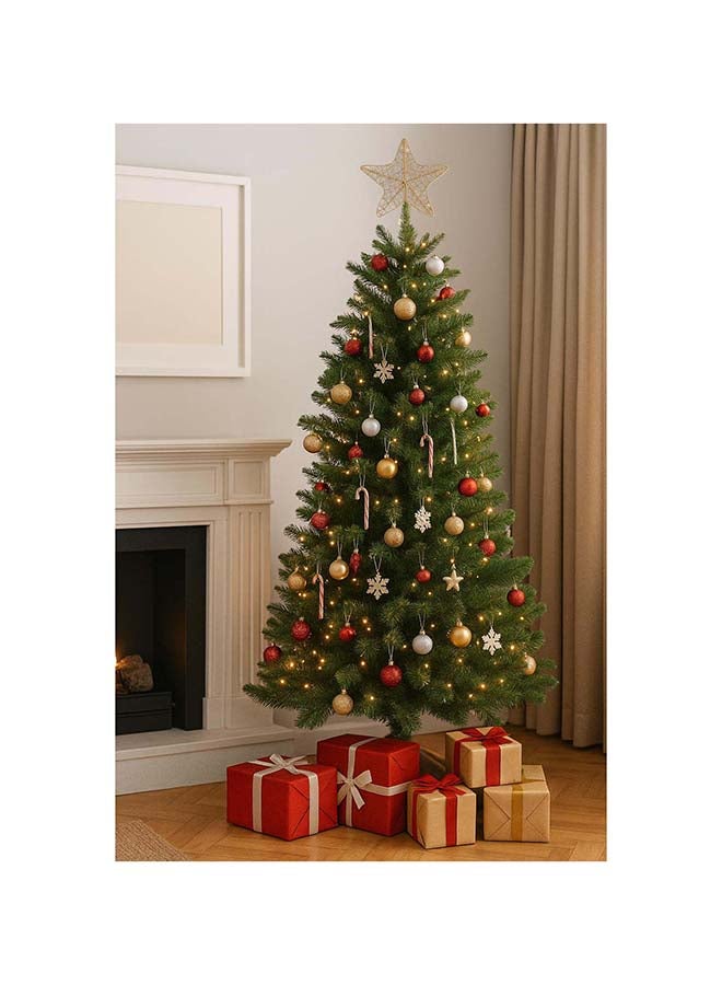 1pc Gold Star Christmas Tree Topper – 28.5x29 cm Glitter Wire Star with Spiral Base for Christmas Tree Decoration - Image 2