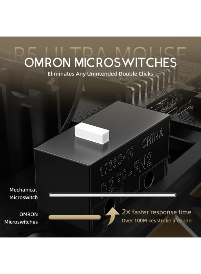 هجوم القرش ماوس ألعاب هجوم القرش R5 Ultra لاسلكي 8K من ألياف الكربون مع مستشعر42000 نقطة لكل بوصة PAW3950 MAX وزن خفيف للغاية 39 جرام Nordic52840 - ماوس سلكي/بلوتوث/لاسلكي قابل للبرمجة بتردد 2.4 جيجاهرتز لأجهزة الكمبيوتر الشخصية/أجهزة ماك - Image 4