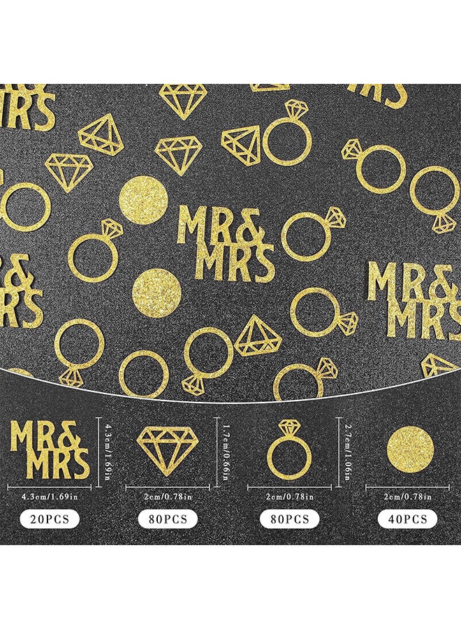Depend 220 PCS Gold Wedding Table Confetti, Glitter Paper Diamond Ring Confetti, Mr And Mrs Gold Diamond Ring Paper I Do Engagement Party Table Scatter For Marriage Ceremony Anniversary - Image 2