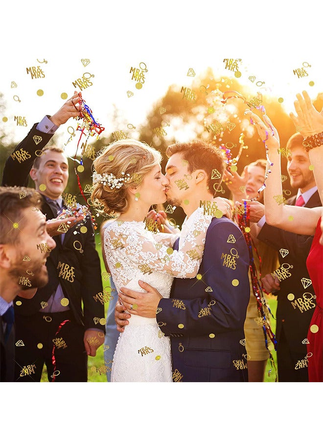 Depend 220 PCS Gold Wedding Table Confetti, Glitter Paper Diamond Ring Confetti, Mr And Mrs Gold Diamond Ring Paper I Do Engagement Party Table Scatter For Marriage Ceremony Anniversary - Image 3