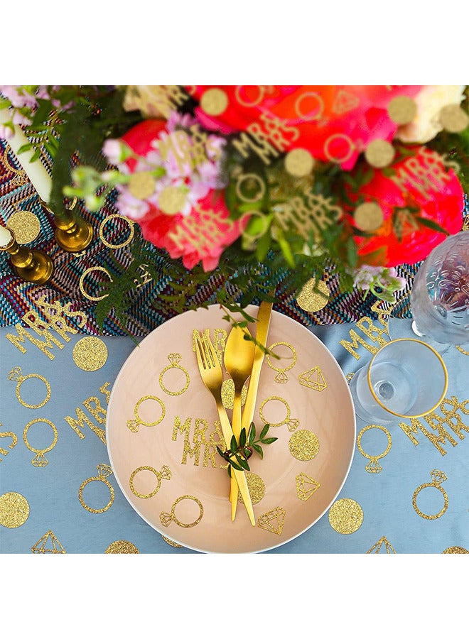 Depend 220 PCS Gold Wedding Table Confetti, Glitter Paper Diamond Ring Confetti, Mr And Mrs Gold Diamond Ring Paper I Do Engagement Party Table Scatter For Marriage Ceremony Anniversary - Image 4