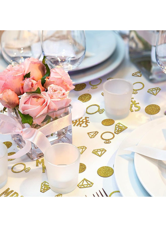 Depend 220 PCS Gold Wedding Table Confetti, Glitter Paper Diamond Ring Confetti, Mr And Mrs Gold Diamond Ring Paper I Do Engagement Party Table Scatter For Marriage Ceremony Anniversary - Image 5