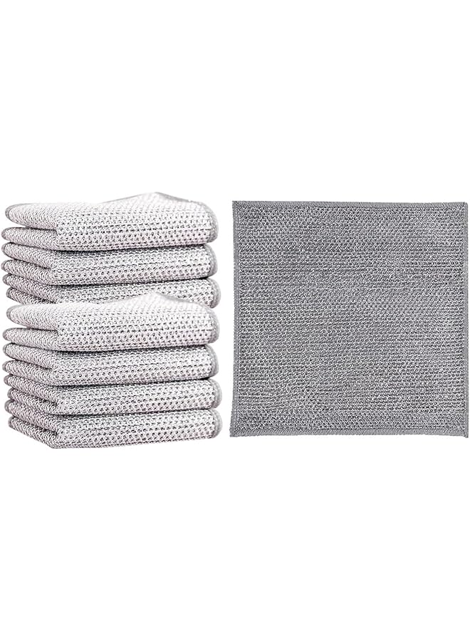 promass 8Pack Reusable Wire Dishcloth, Dish Scrubber Towels, Micro Mesh Cleaning Cloth, Non-Scratch Kitchen Cleaning Dishwashing Rags Rich Lather For Pan, Pot, Bowl, Stove,Kitchen Grime - Image 1