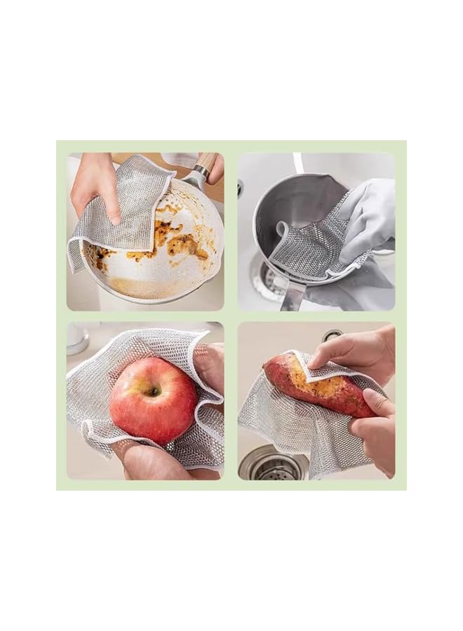 promass 8Pack Reusable Wire Dishcloth, Dish Scrubber Towels, Micro Mesh Cleaning Cloth, Non-Scratch Kitchen Cleaning Dishwashing Rags Rich Lather For Pan, Pot, Bowl, Stove,Kitchen Grime - Image 5