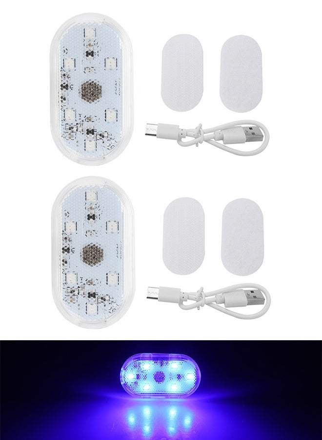 Mini LED Closet Light Wireless Touch Light USB Rechargeable Multi Color Cabinet Lighting for Bedroom Wardrobe Counter Kitchen (2Pcs) (Blue) - Image 1