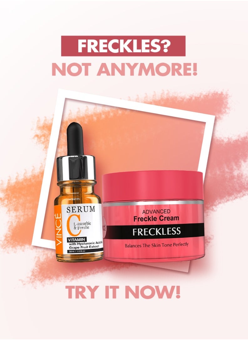 VINCE - Freckle Clear Combo - Vitamin C Serum 30ml + Freckle Cream 50ml – Reduces Freckles, Dark Spots, & Hyperpigmentation – Reveals 3X Brighter, Clearer, and Even-Toned Skin - Image 1