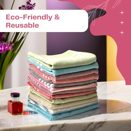 Värde® 12 Pcs Dishcloths | 12x16 Inches | Bulk Cotton Kitchen Cleaning Dish Cloths | Scrubbing Wash Cloth Sets | Multipurpose Cloth | 100% Cotton. (Multicolor, Set of 12) - Image 5