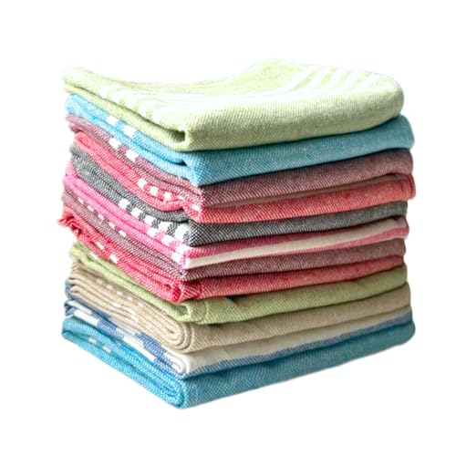Värde® 12 Pcs Dishcloths | 12x16 Inches | Bulk Cotton Kitchen Cleaning Dish Cloths | Scrubbing Wash Cloth Sets | Multipurpose Cloth | 100% Cotton. (Multicolor, Set of 12) - Image 1