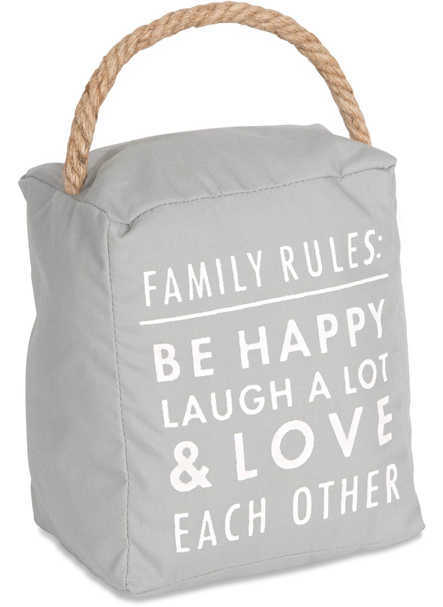 Pavilion Gift Company Pavilion Gift Company Open Door Decor 72239 Door Stoppers Family Rules Be Happy Laugh A Lot Door Stopper 