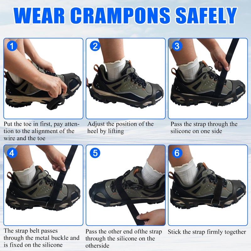 VATEICO Ice Snow Cleats for Shoes and Boots Snow Traction Crampons Ice Gripper for Walking on Snow and Ice 9-Studs Non Slip Ice Cleats Rubber Overshoe Slip-on Stretch Footwear Winter Hiking Climbing XLarge - Image 5