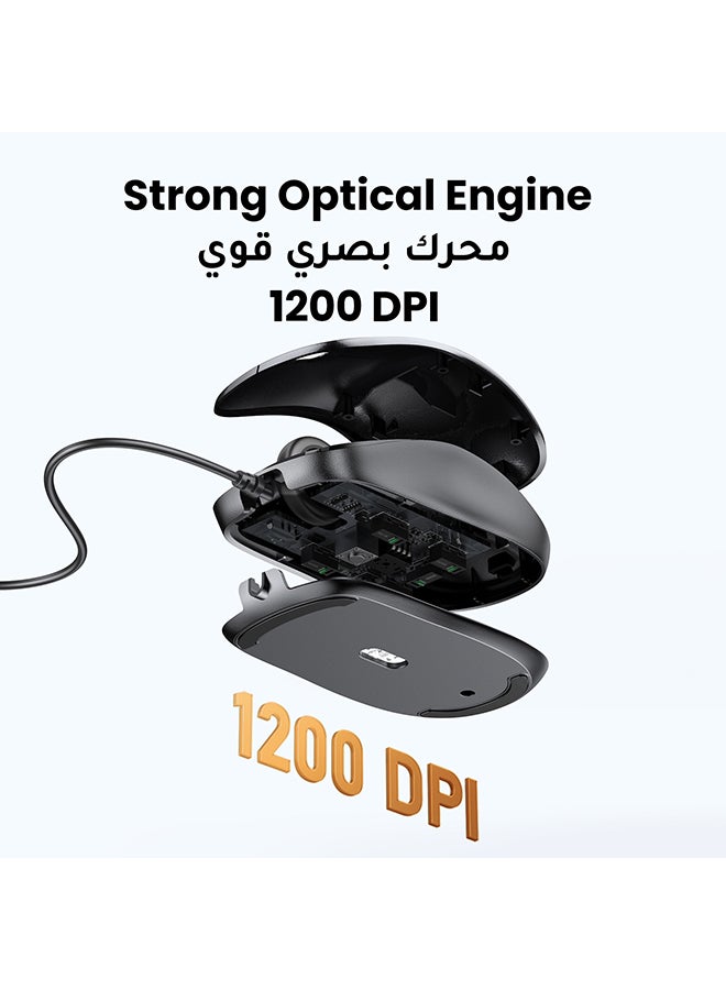 Ugreen Wired Mouse, USB Wired Computer Mouse With Ergonomic Design, 1200 DPI 1.5m Length, Quiet Button Optical Corded Mouse For Laptop, PC, Desktop, Mac, Chromebook, Matebook - Image 3