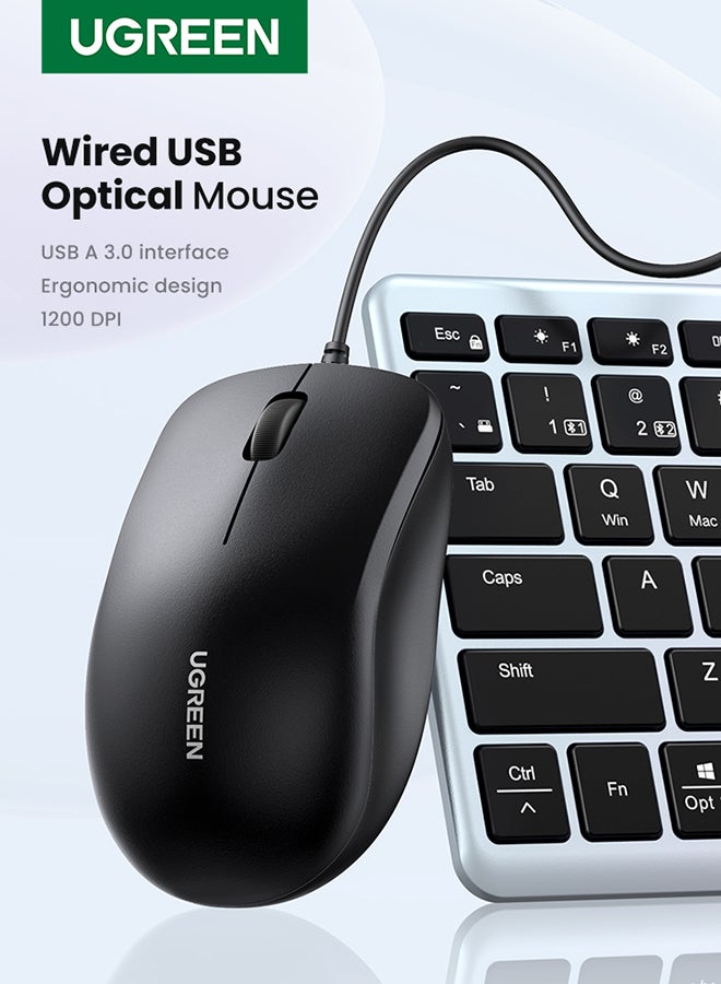 Ugreen Wired Mouse, USB Wired Computer Mouse With Ergonomic Design, 1200 DPI 1.5m Length, Quiet Button Optical Corded Mouse For Laptop, PC, Desktop, Mac, Chromebook, Matebook - Image 1