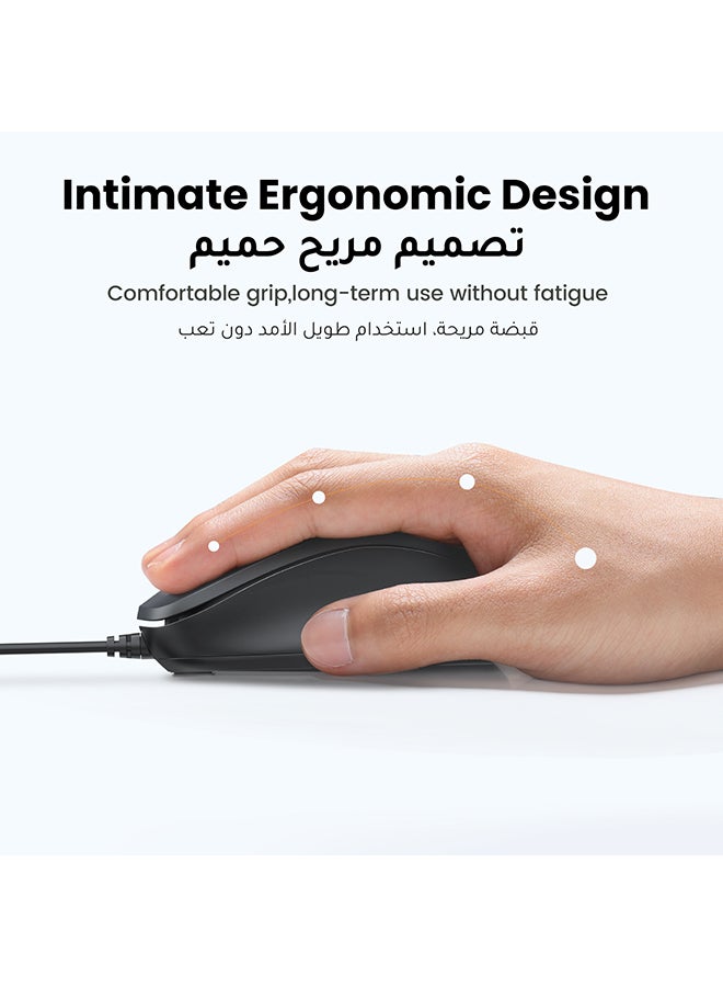 Ugreen Wired Mouse, USB Wired Computer Mouse With Ergonomic Design, 1200 DPI 1.5m Length, Quiet Button Optical Corded Mouse For Laptop, PC, Desktop, Mac, Chromebook, Matebook - Image 4
