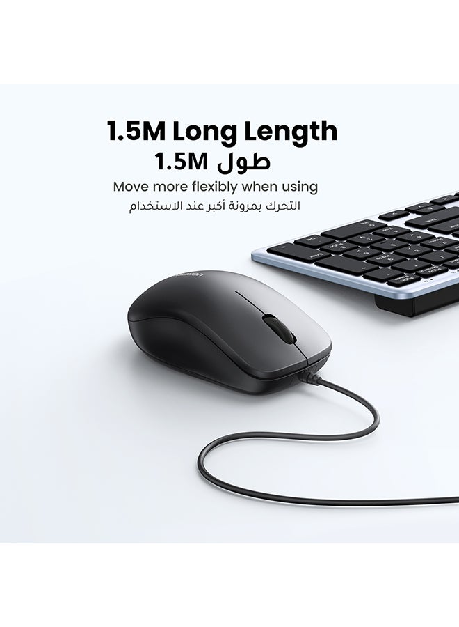 Ugreen Wired Mouse, USB Wired Computer Mouse With Ergonomic Design, 1200 DPI 1.5m Length, Quiet Button Optical Corded Mouse For Laptop, PC, Desktop, Mac, Chromebook, Matebook - Image 2