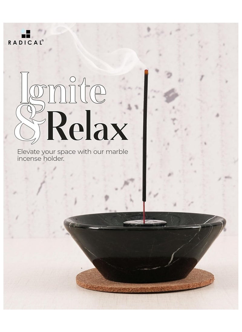 RADICALn - Radicaln Incense Holder Black Handmade Marble 5.5" Inch Palo Santo Holder Easily Grab Incense Ashes with Incense Sticks- Incense Burner for Home Décor - Image 1