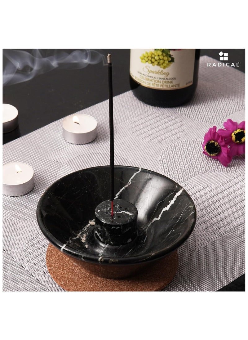 RADICALn - Radicaln Incense Holder Black Handmade Marble 5.5" Inch Palo Santo Holder Easily Grab Incense Ashes with Incense Sticks- Incense Burner for Home Décor - Image 1