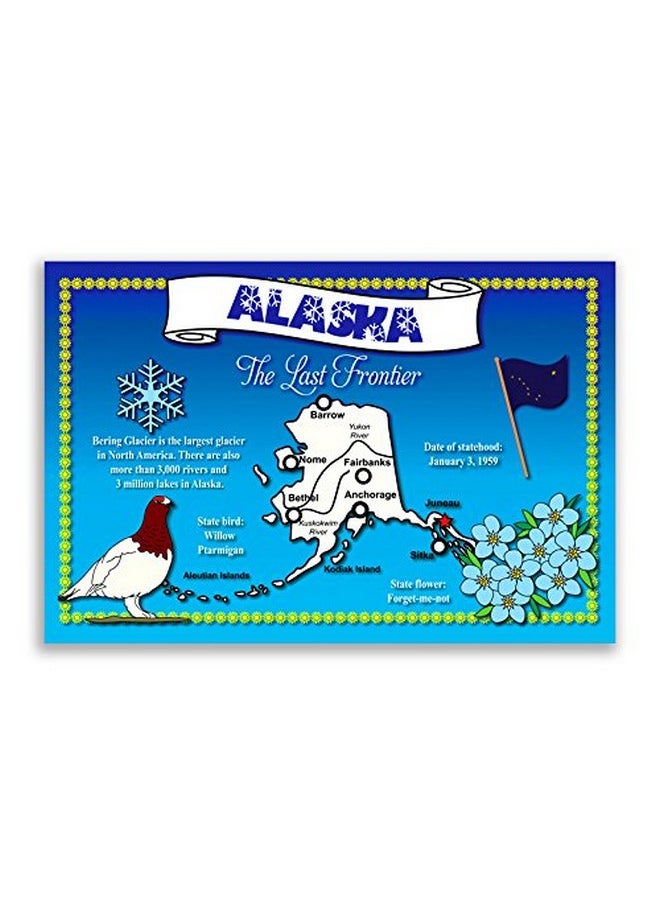 Postcard Fair U.S. State Map Postcard Set. 50 modern post card variety pack. Illustrated postcards with maps of all fifty states of the United States of America. Made in USA.  - Image 4
