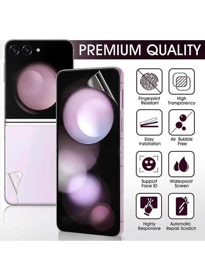 Wffo 14-in-1 - For Samsung Galaxy Z Flip 6 Case - Screen Protector / Camera Lens Protector / Screen Protector on the Back / Side Protector / Dust Plug / Clear MagSafe Bracket / With Lanyard - TPU Drop Protection - Full Body Protection Shock Case - Purple - Image 2