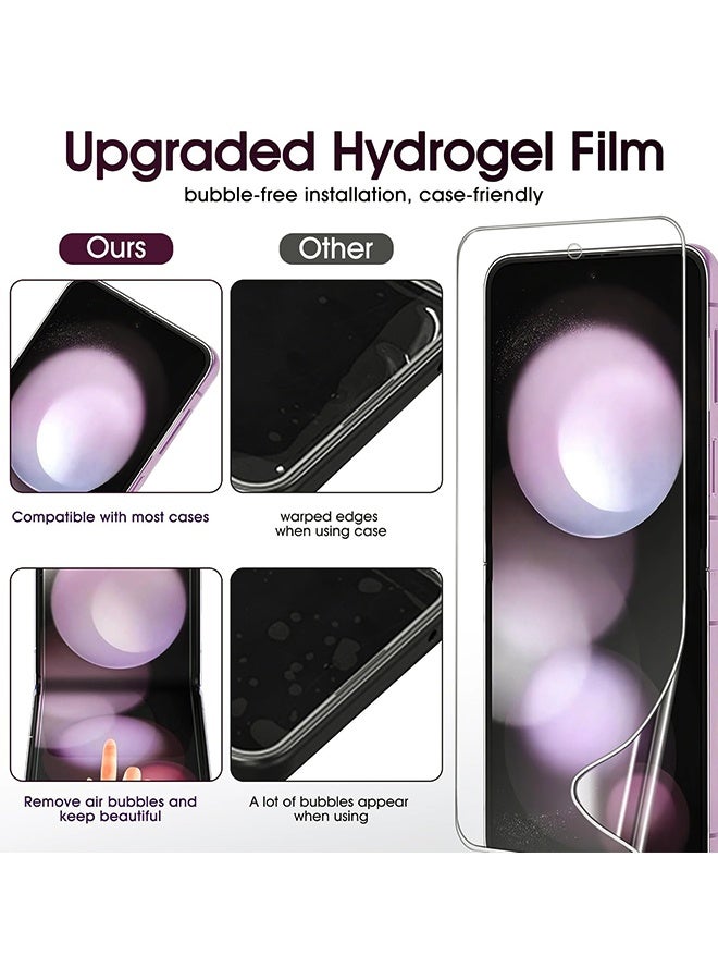 Wffo 14-in-1 - For Samsung Galaxy Z Flip 6 Case - Screen Protector / Camera Lens Protector / Screen Protector on the Back / Side Protector / Dust Plug / Clear MagSafe Bracket / With Lanyard - TPU Drop Protection - Full Body Protection Shock Case - Purple - Image 4