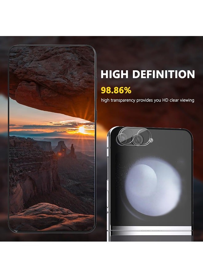 Wffo 14-in-1 - For Samsung Galaxy Z Flip 6 Case - Screen Protector / Camera Lens Protector / Screen Protector on the Back / Side Protector / Dust Plug / Clear MagSafe Bracket / With Lanyard - TPU Drop Protection - Full Body Protection Shock Case - Purple - Image 5