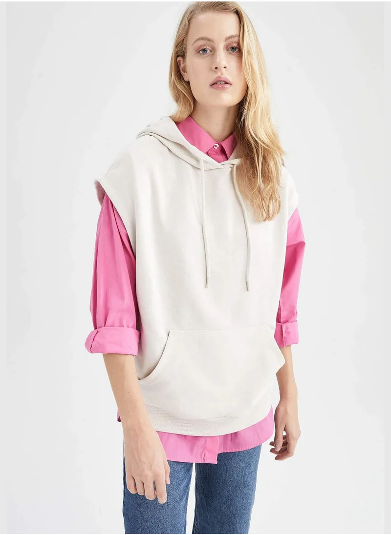 DeFacto Oversized Sleeveless Hooded Gilet