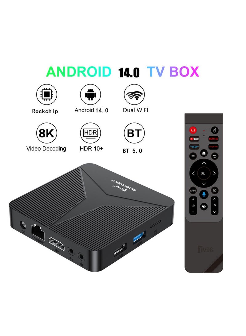 SYXUMLKLS Android TV Box 14.0 4K 2GB RAM 16GB ROM, Support Dual-WiFi 2.4G/5G WIFI6 with Voice Remote Control - Image 2