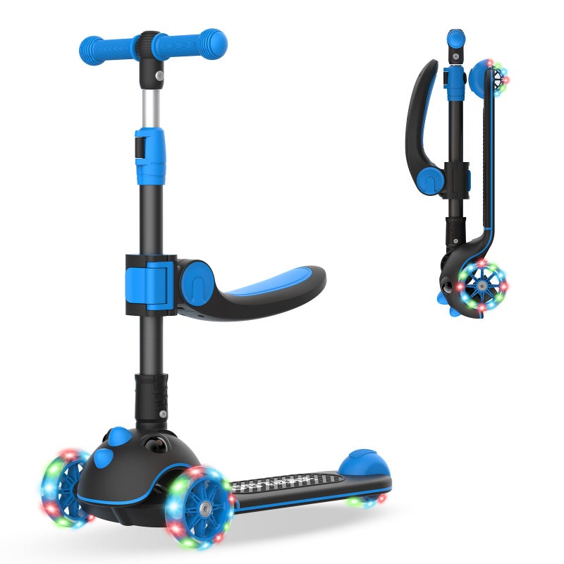Gotrax KS3 Pro Kick Scooter for Kids, One Key Removable Seat & 3 Extra Wide PU Light-Up Wheels and Anti-Slip Deck, Adjustable Height Handlebar and Lean-to-Steer, Foldable Scooter for Children Aged 2-8 - Image 1