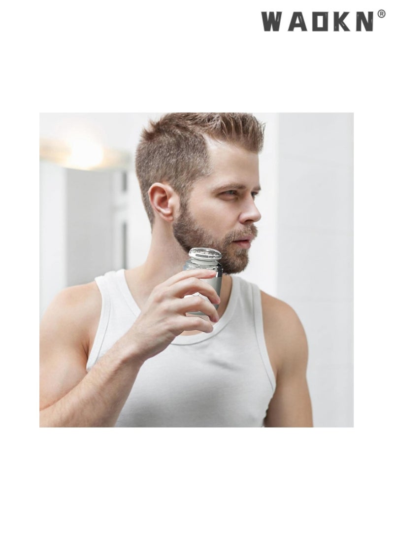 WAOKN - Mini Electric Razor - 2-in-1 Portable Capsule Electric Shaver Nose Hair Trimmer Fashion Electric Shaver for Men Face | Mobile Pocket Size Foil Shaver, Washable USB Rechargeable Beard Shaver（White） - Image 1