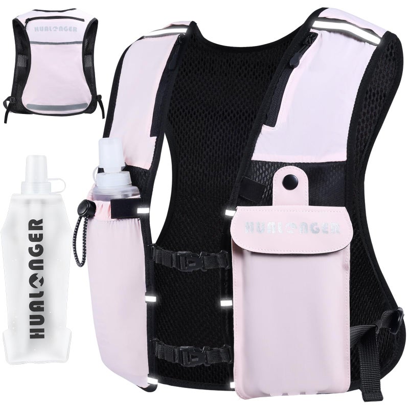 Hualonger Running Hydration Vest for Women Men,Lightweight Breathable Hydration Pack with 500ml Soft Flask, Adjustable Chest Straps Reflective Backpack for Trail Running Marathon Race Jogging Cycling - Image 1