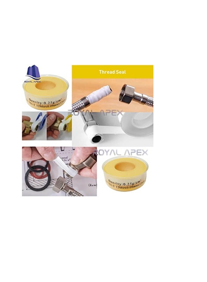 Thread Sealing Teflon Tape EN 751-3 with 0.25g/cm2 Density, 0.9mmx12mm PTFE for Pipe Fittings and Fixing Water Leak (Pack of 100)  - Image 2