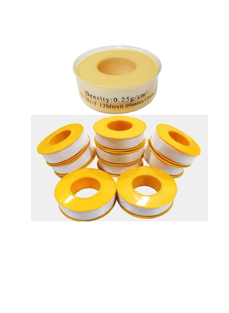 Thread Sealing Teflon Tape EN 751-3 with 0.25g/cm2 Density, 0.9mmx12mm PTFE for Pipe Fittings and Fixing Water Leak (Pack of 100)  - Image 1
