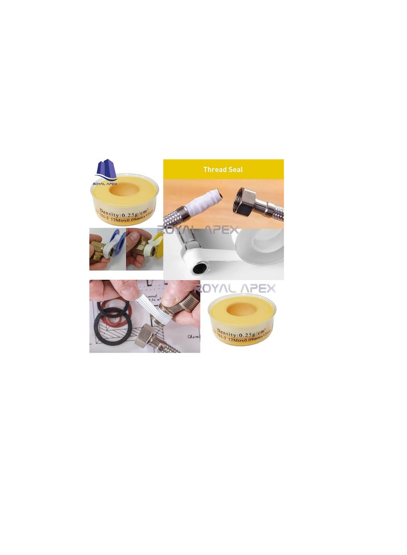 Thread Sealing Teflon Tape EN 751-3 with 0.25g/cm2 Density, 0.9mmx12mm PTFE for Pipe Fittings and Fixing Water Leak (Pack of 100)  - Image 3