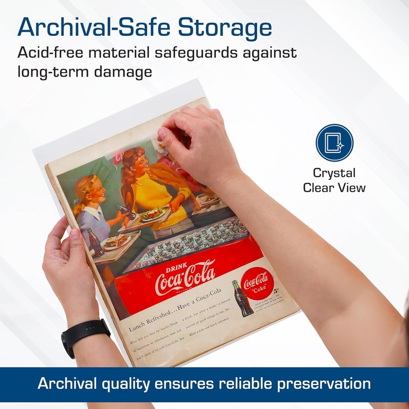 BCW Resealable Life Magazine Bags - 100 Pack | Crystal Clear Polypropylene | Archival Quality |Store Collectible Life Magazines | Exterior 11 1/8 x 14 1/4 - Image 4