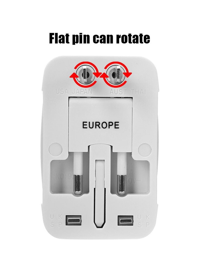قابس مشترك محول عالمي محمول للسفر متوافق مع اغلب الاجهزة الدولية 2 منفذ USB و منافذ UE US AU UK AC ower العالمية
