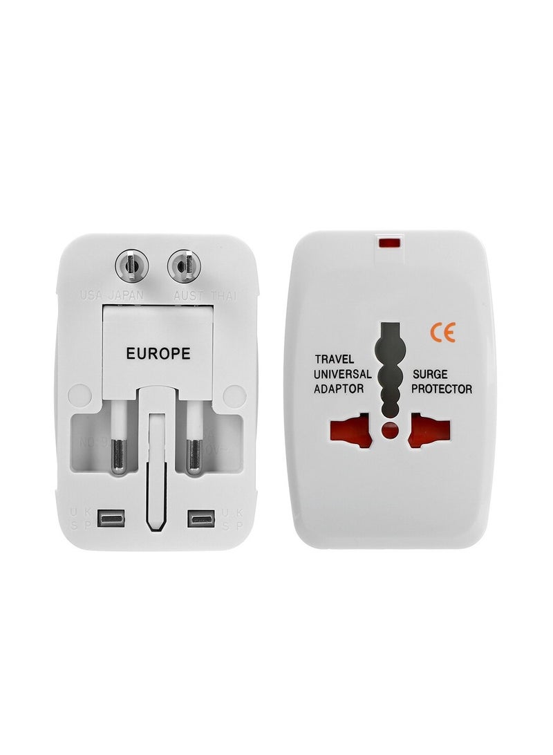 قابس مشترك محول عالمي محمول للسفر متوافق مع اغلب الاجهزة الدولية 2 منفذ USB و منافذ UE US AU UK AC ower العالمية