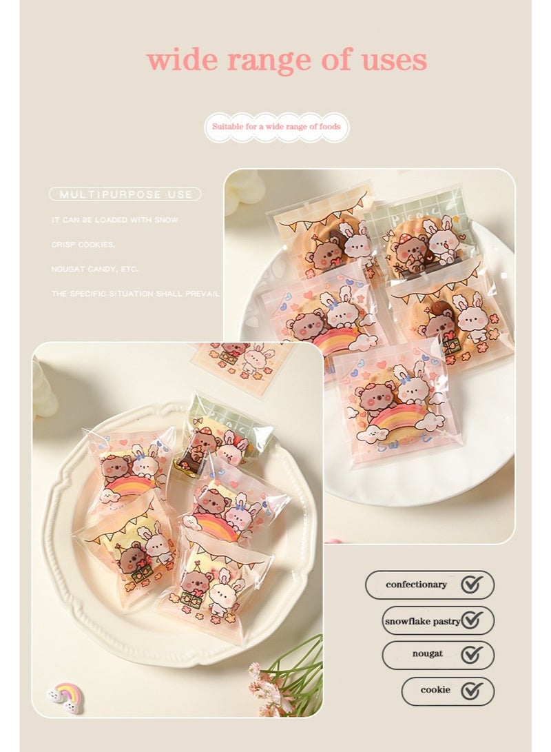 Neonix 100 PCS Resealable Cute Cookie Bags, 7 x 7 cm Self Adhesive Treat Bags, Flat Cellophane Goody Bags for Kids Party, Favor Candies and Desserts (Multicolors) - Image 4