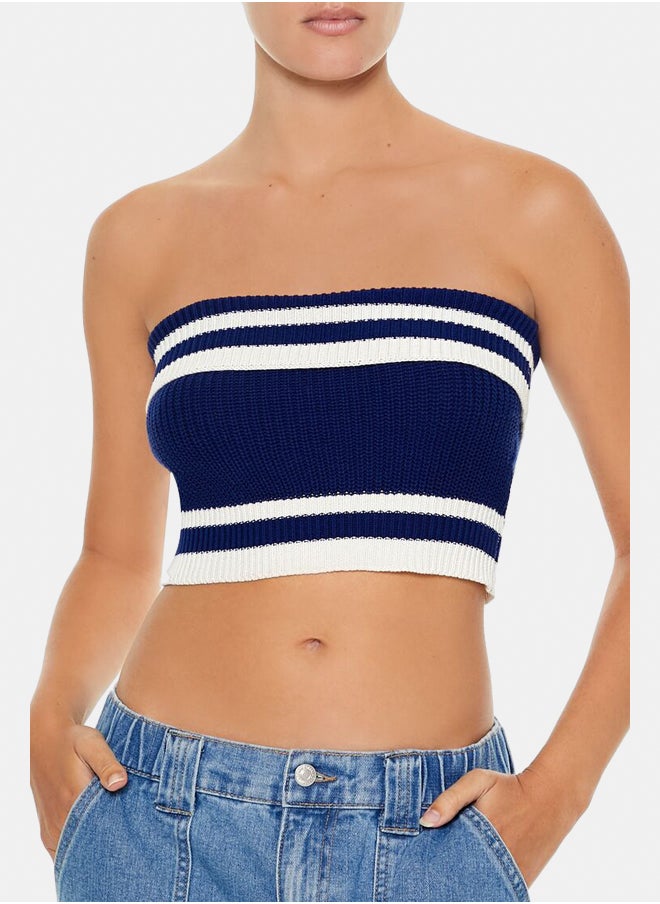 FOREVER 21 - Striped Sweater-Knit Tube Top - Image 1