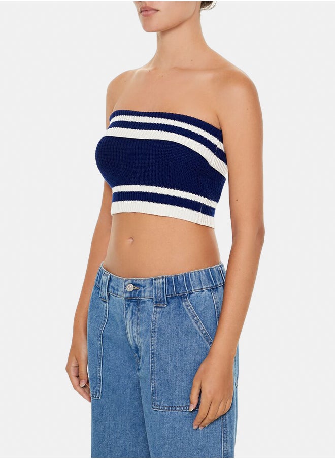 FOREVER 21 - Striped Sweater-Knit Tube Top - Image 1