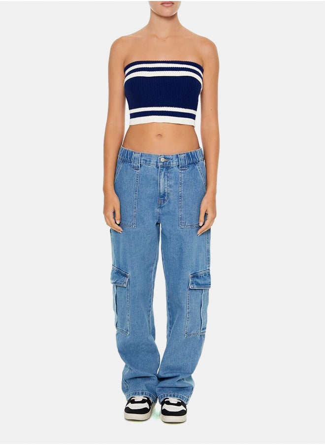FOREVER 21 - Striped Sweater-Knit Tube Top - Image 1