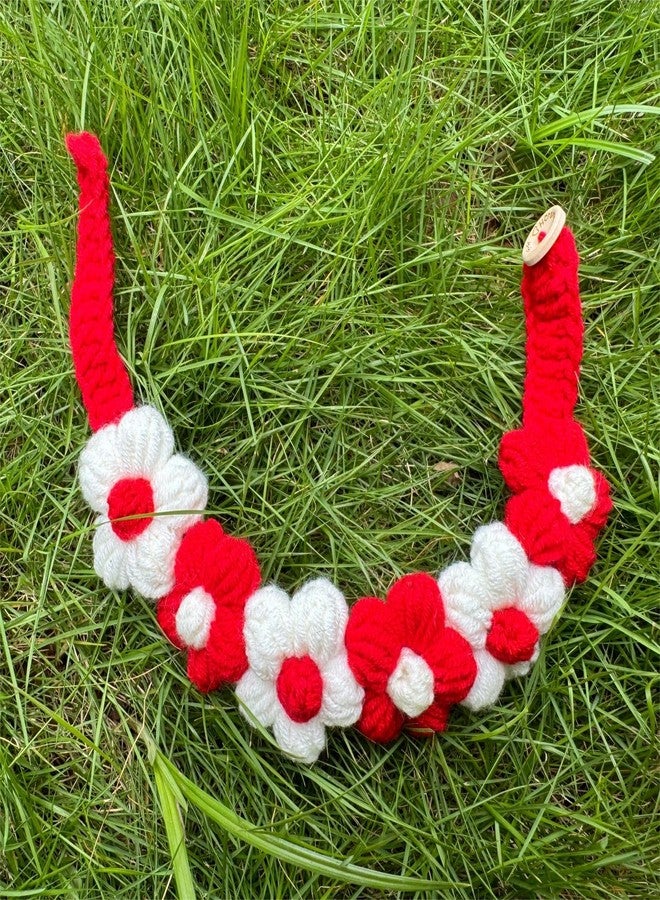 MITOCAPY Dog Costume,Handmade Dog Wedding Bandana and Birthday Bandana,Red and White Floral Design Necklace,Cute Medium Small Cat Collars for Daily, Cat Costumes for Party - Image 5