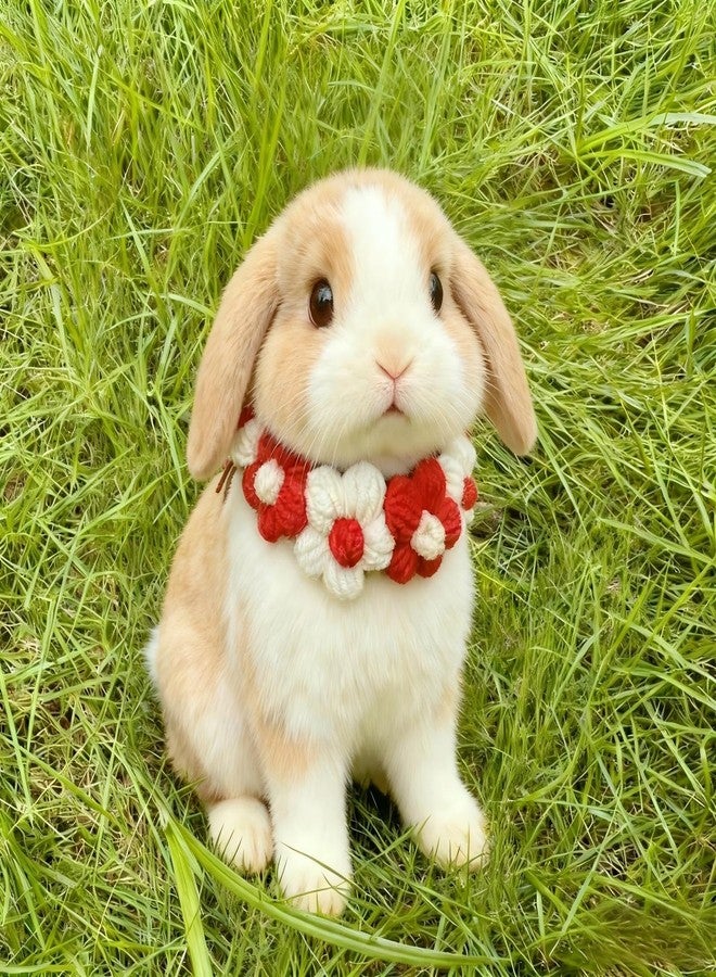 MITOCAPY Dog Costume,Handmade Dog Wedding Bandana and Birthday Bandana,Red and White Floral Design Necklace,Cute Medium Small Cat Collars for Daily, Cat Costumes for Party - Image 3